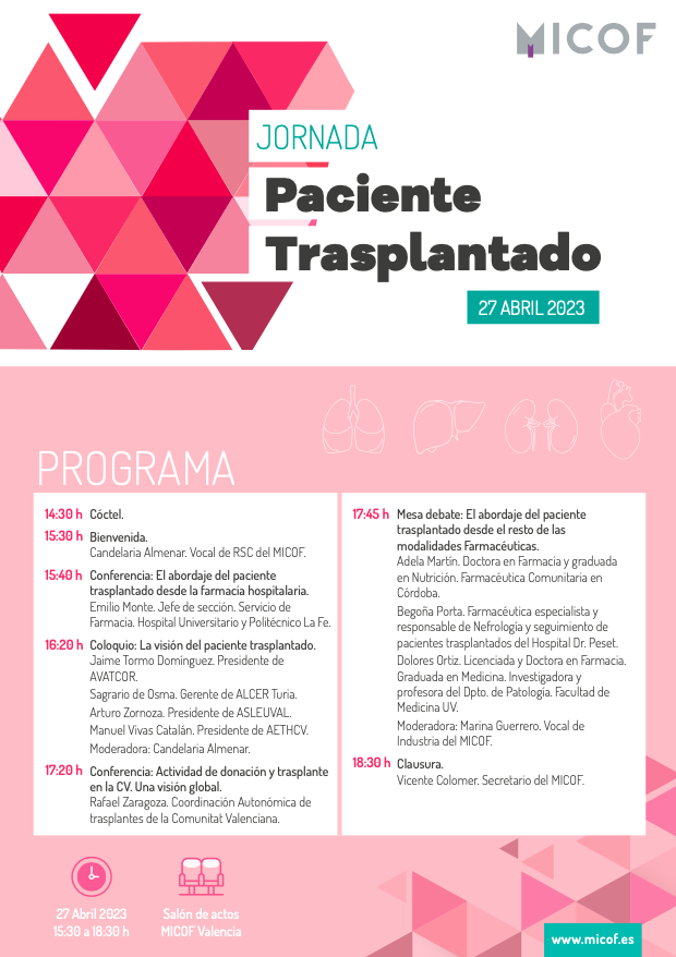 Programa jornada pacientes trasplantados MICOF Asociacion Alcer Turia